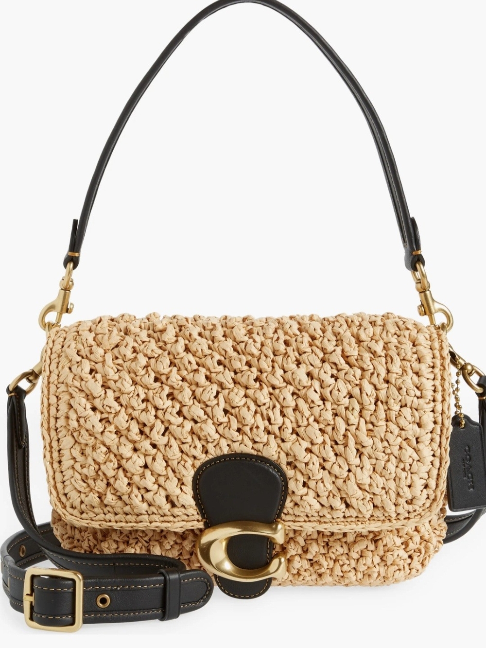 Coach Soft Tabby Shoulder Bag in woven straw - Picture 3 of 17